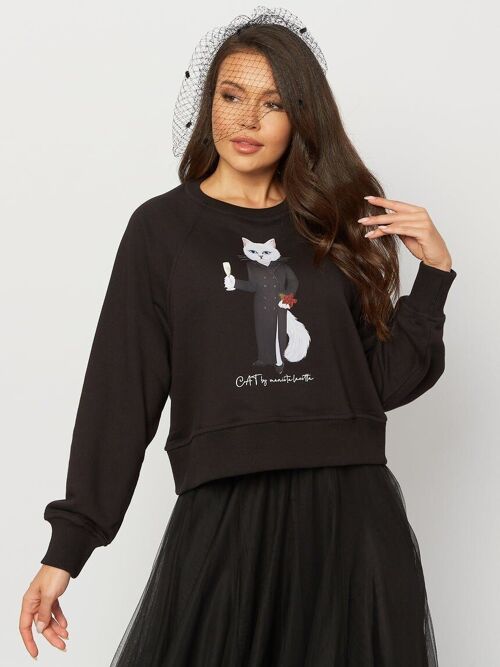 Printed Sweatshirt CHRISTMAS WHITE CAT