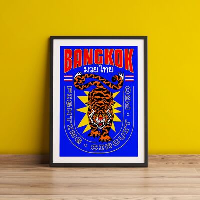 Affiche de conception de tigre, impression d'art de boxe de Bangkok