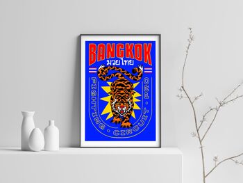 Affiche de conception de tigre, impression d'art de boxe de Bangkok 6
