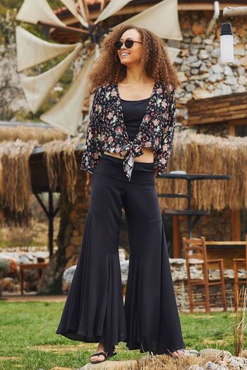 Pantalon Palazzo Taille Basse Noir 3