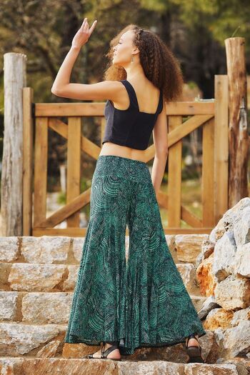 Pantalon Palazzo Taille Basse Vert 4