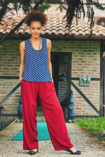 Pantalon Coupe Ample Rouge 3