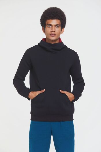 Sweat à capuche pour hommes avec poche kangourou noir 1