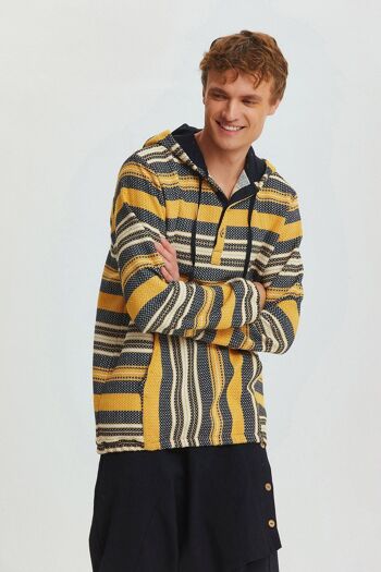 Chemise Homme Ethnique à Capuche Jaune 1