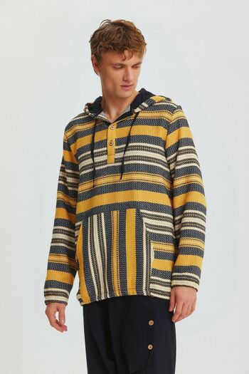 Chemise Homme Ethnique à Capuche Jaune 2