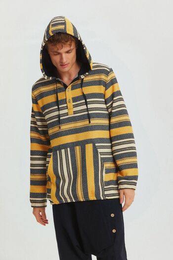 Chemise Homme Ethnique à Capuche Jaune 3