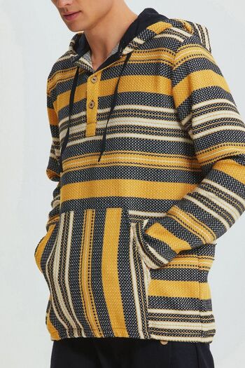 Chemise Homme Ethnique à Capuche Jaune 5