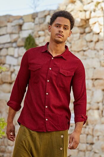 Chemise Velours Côtelé Homme Rouge 2