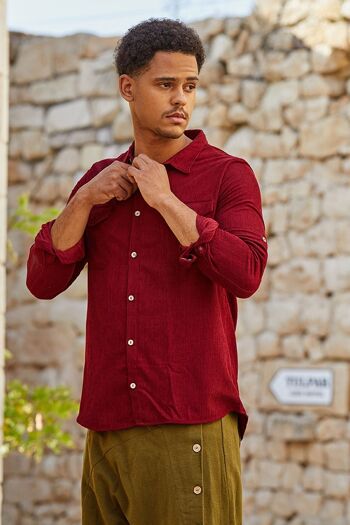 Chemise Velours Côtelé Homme Rouge 3