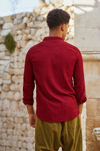 Chemise Velours Côtelé Homme Rouge 4