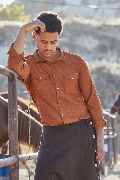 Men's Corduroy Shirt Burnt Orange