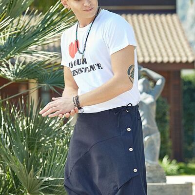 Pantaloni Harem corti da uomo stile hippie neri