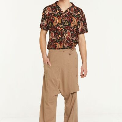 Pantaloni stile harem in cotone Boho da uomo Beige