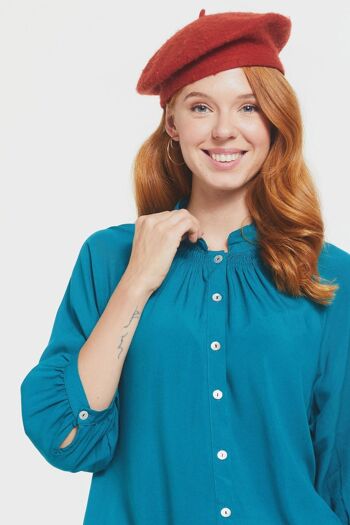 Chemise Femme Coupe Ample à Col Roulé Turquoise 5