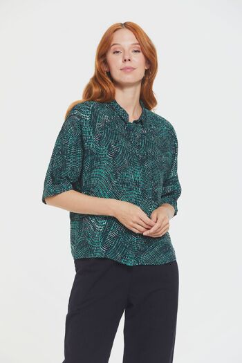 Chemise Femme Coupe Ample à Col Classique Vert 1