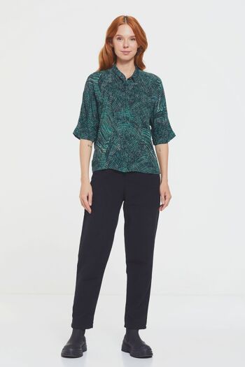 Chemise Femme Coupe Ample à Col Classique Vert 2