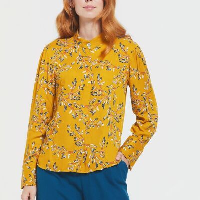 Camicia da donna a maniche lunghe gialla