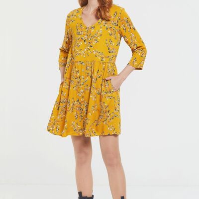 Mini Robe Boho Décontractée Jaune