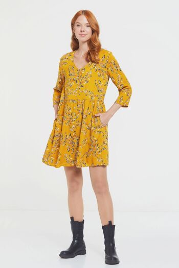 Mini Robe Boho Décontractée Jaune 1