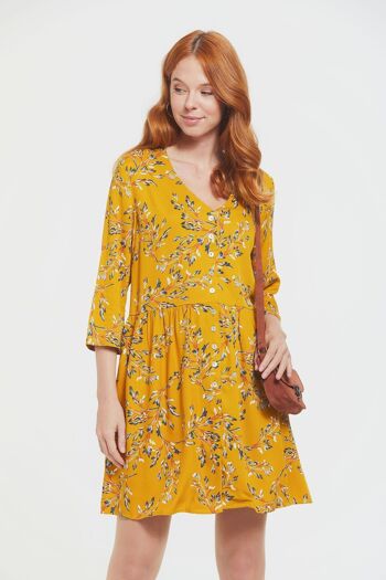 Mini Robe Boho Décontractée Jaune 3