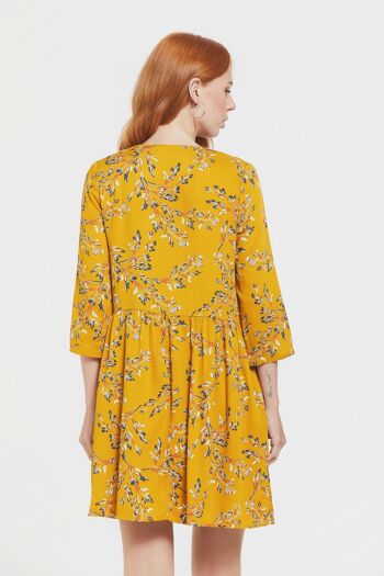 Mini Robe Boho Décontractée Jaune 4