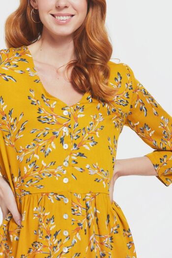 Mini Robe Boho Décontractée Jaune 5