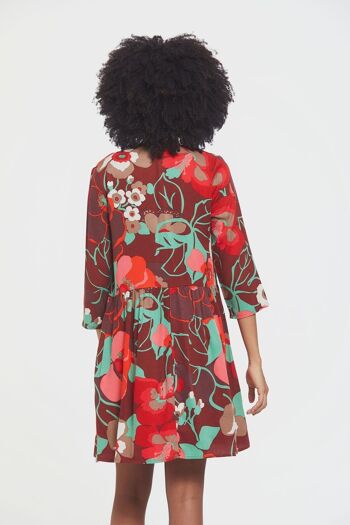 Mini Robe Boho Décontractée Rouge 4