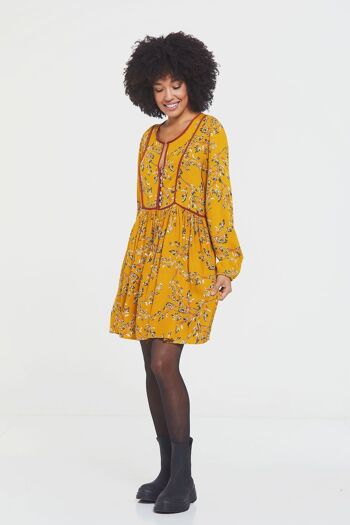 Mini robe d'automne Lacey à manches longues jaune 2