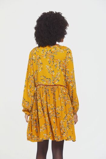 Mini robe d'automne Lacey à manches longues jaune 4