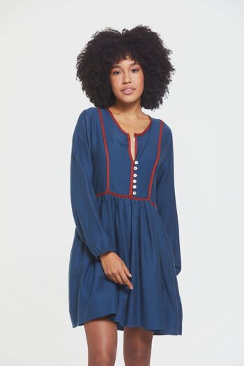 Robe d'automne Mini Lacey à manches longues Bleu 1