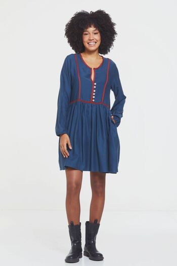 Robe d'automne Mini Lacey à manches longues Bleu 2