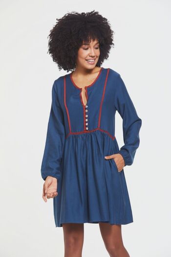 Robe d'automne Mini Lacey à manches longues Bleu 3