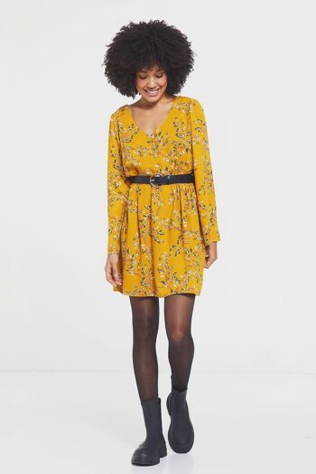 Mini-robe d'automne à manches longues jaune 2
