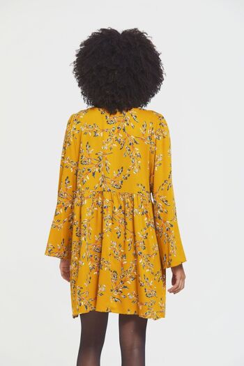 Mini-robe d'automne à manches longues jaune 4