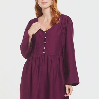 Long Sleeve Mini Fall Dress Purple