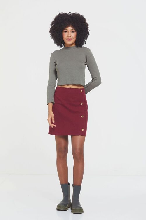 Cotton Mini Boho Skirt Dark Red