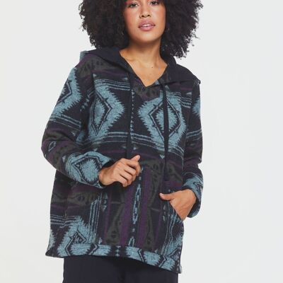 Ethnic Patterned Striped Unisex Pullover Purple