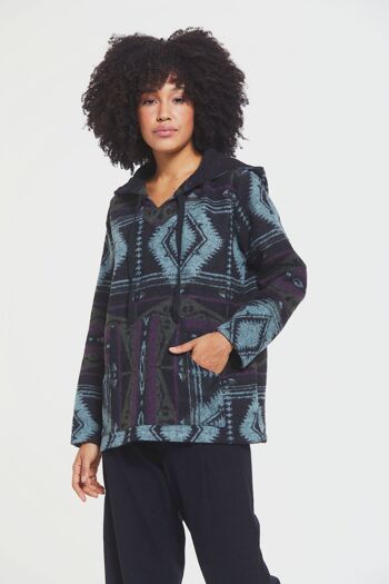 Pull Unisexe Rayé à Motifs Ethnique Violet 4