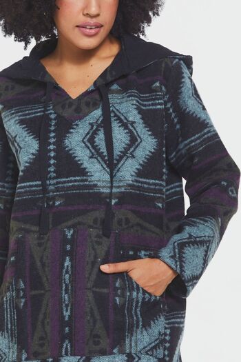 Pull Unisexe Rayé à Motifs Ethnique Violet 6