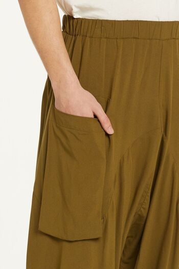 Pantalon unisexe style sarouel taille élastique kaki 6
