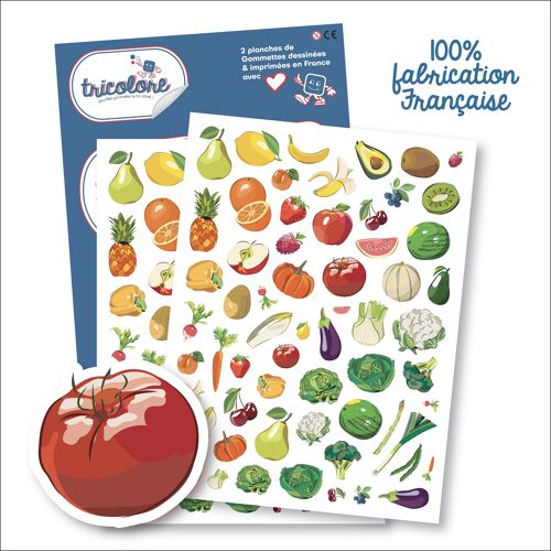 TRICOLORE GOMMETTES FRUITS ET LEGUMES 130pces