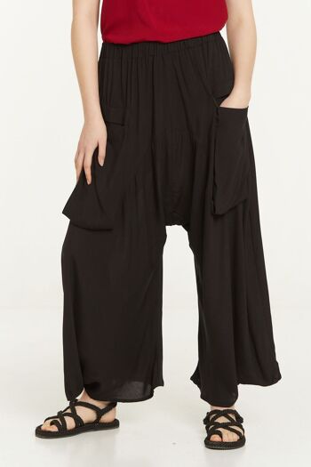Pantalon unisexe de style sarouel à taille élastique noir 2