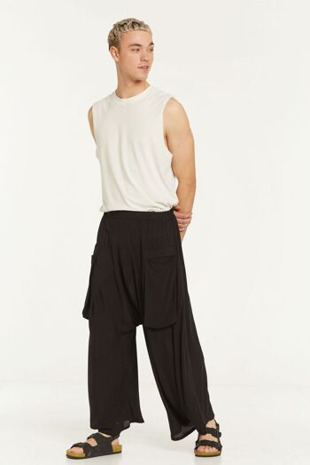Pantalon unisexe de style sarouel à taille élastique noir 3