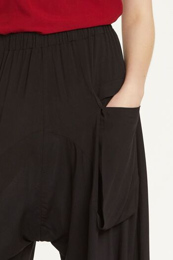Pantalon unisexe de style sarouel à taille élastique noir 5