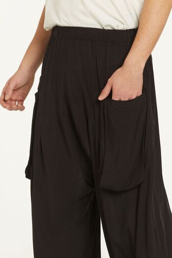 Pantalon unisexe de style sarouel à taille élastique noir 6