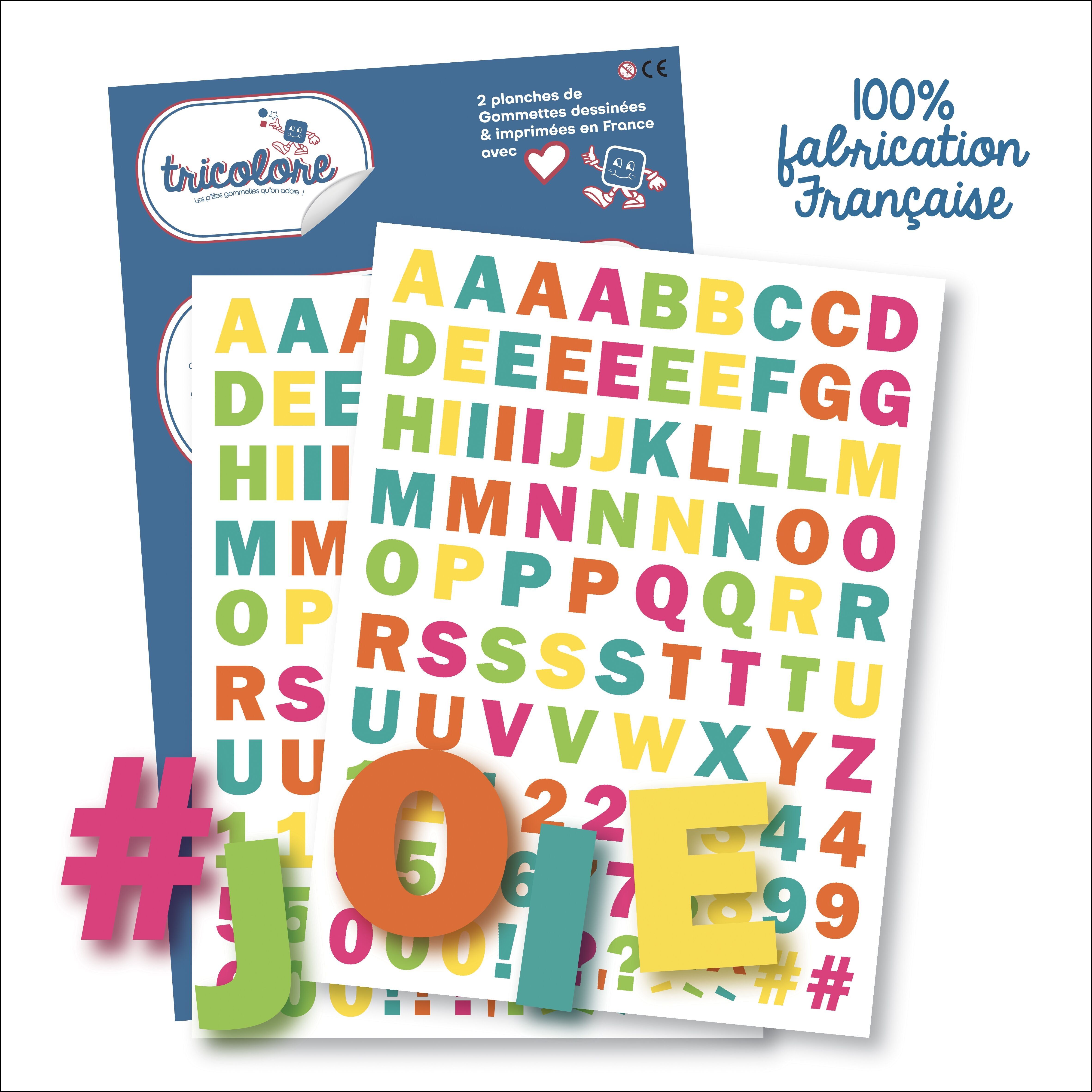 DREIFARBIGE ALPHABET-AUFKLEBER 200 Stück