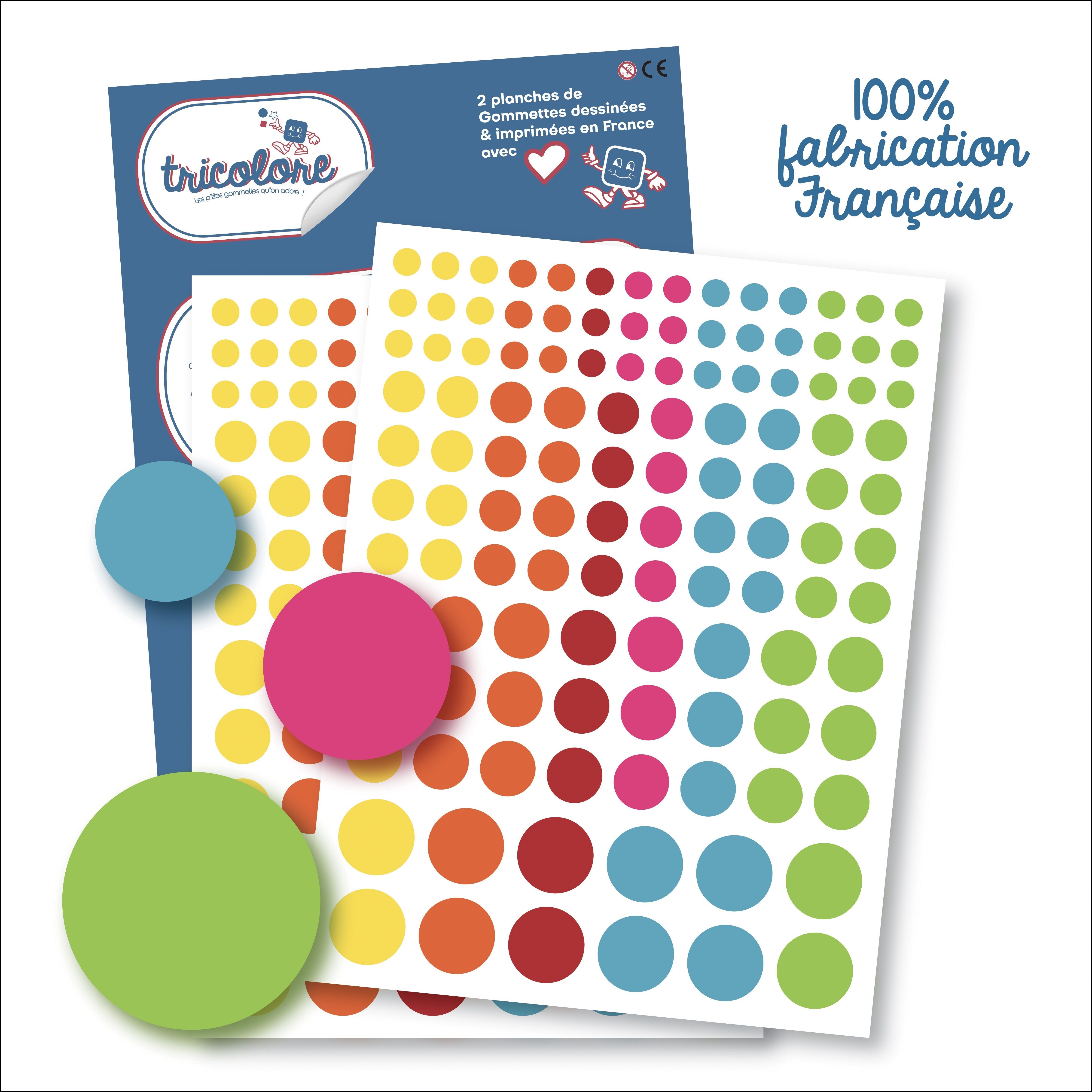 DREIFARBIGE RUNDE AUFKLEBER 240 Stück