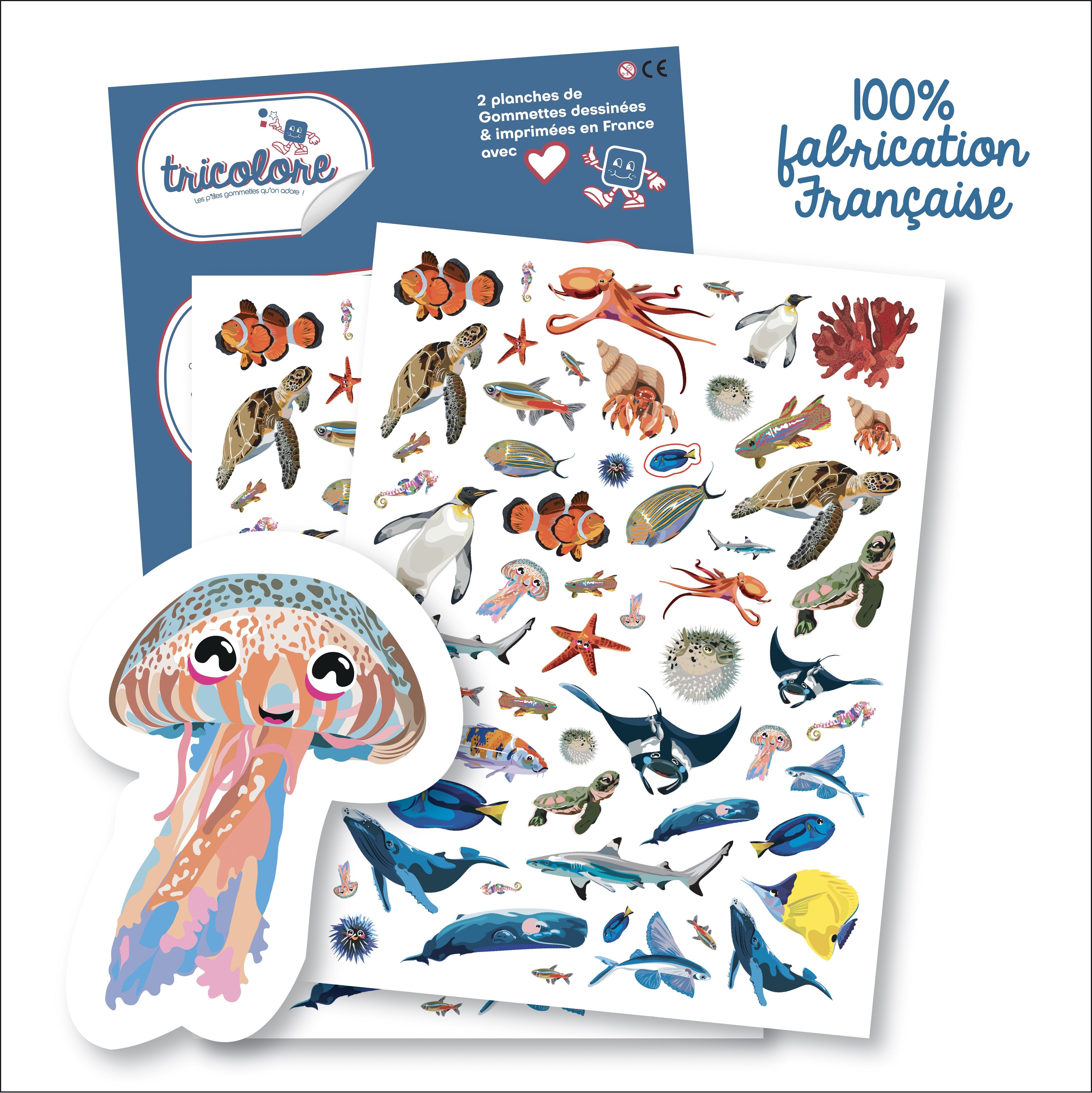 TRICOLOR WORLD FISH-AUFKLEBER 130 Stück