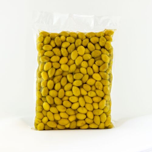 Olives vertes dénoyautées VRAC 2kg poche sous vide