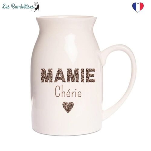 Pot à lait - Petit Vase Mamie Léopard 12 cm - Cadeau Mamie